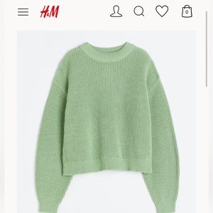H&M Green Ribbed Knit Sweater Size Small
